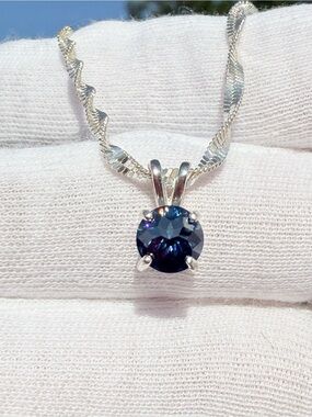 Stunning Round Fancy Cut Moissanite Silver Pendant Necklace!